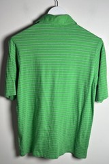 Criquet Classic Thin Striped Players Polo Shirt In Kelly Green Organic Cotton S