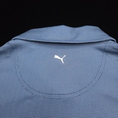 Puma Polo Shirt Golf Mens -M- Cloudspun Navy Blue White Dot Performance- Stretch