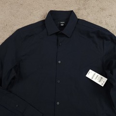 Alfani Men’s Cotton Stretch Modern Solid Long-sleeve Shirt Deep Black Small NWT