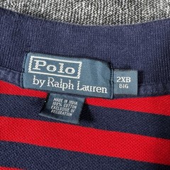 Vintage Polo RALPH LAUREN Shirt 2XB Red Navy Cotton Pique Striped Yellow Pony
