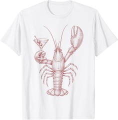 Vintage Lobster Holding Martini Cocktail Seafood Lover T-Shirt
