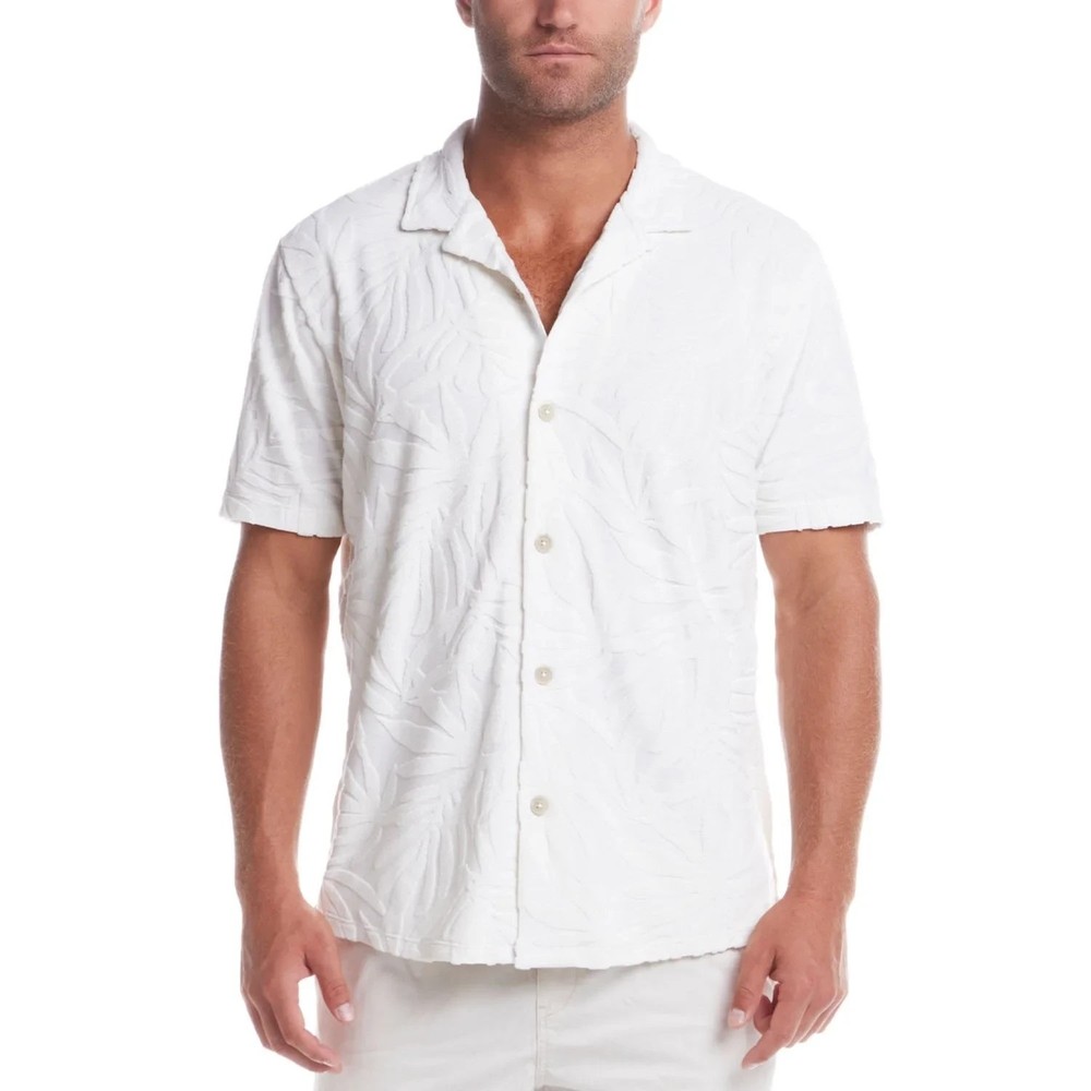 WP Weatherproof Men’s Jacquard Print Soft Terry Shirt, Cream, sz L