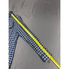 Giordano Flannel Shirt Mens Medium Blue White Plaid Button Down Cotton