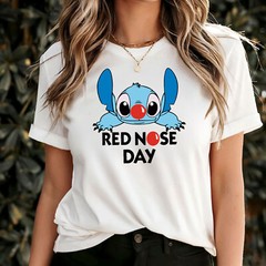 Red nose day 2025 tshirt uk , kids comic relief 2025 t-shirt , Half Stitch
