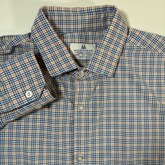 Mizzen Main Shirt LT Large Tall Trim FitBlue Orange Check Performance Stretch
