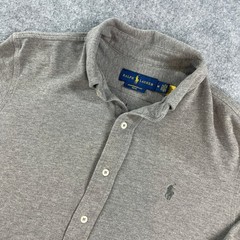 Ralph Lauren FEATHERWEIGHT MESH Youth Boys Button Down Shirt M Grey Long Sleeve