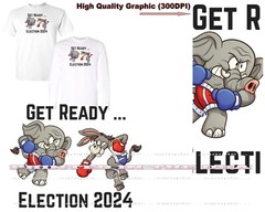 Election 2024 Republican Democrat Fight Cartoon Get Ready Custom T Shirt
