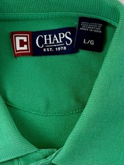 Chaps Men’s Large Shirt Natural Stretch Green Polo Collared Short Sleeve