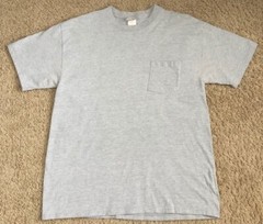 Hanes Blank Gray Pocket Beefy T-Shirt Size Large
