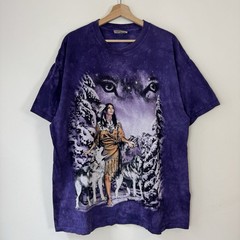 Vintage The Mountain Native American Wolf Animal Nature Purple Tee Shirt – XL