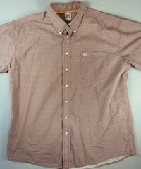 Mens Cinch Peach Color Mix Geometric Print Shortsleeve Button Down Shirt XL