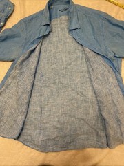 Arla Capri 100% Linen Hand Made Shirt In Italy Long Sleeve Sz 39 (medium) Blue