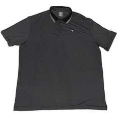 Callaway Opti Dri Men’s Golf Polo 2XL 1/4 Button Black White Pinstripe Stretch