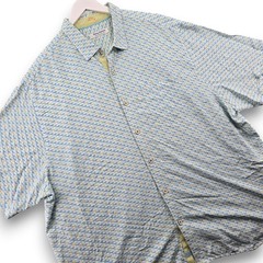 Tommy Bahama Veracruz Cay Mens 2XLB Blue Cocktail Print Viscose Button-Up Shirt