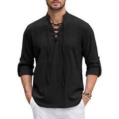 Men’s Renaissance Cotton Linen Shirt Long Sleeve Gothic T-shirt Tee Summer Gift