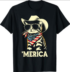 Cat 4th of July Men Women Kids Funny Patriotic T-Shirt