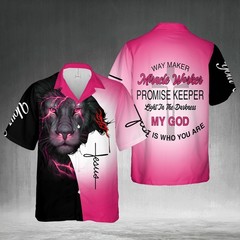 Personalized Name Lion Cross Light Way Maker Miracle Worker Jesus 3D Shirt