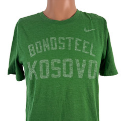 Nike Bondsteel Kosovo T Shirt Mens Size S Green US Army Military Base