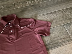 Texas Standard Mens Medium Polo Shirt Western Stretch Maroon w/White Piping