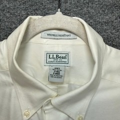 L.L Bean Button Down Shirt Mens 17 White Wrinkle Resistant Oxford Casual Classic