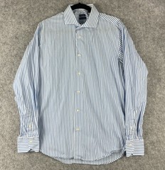 Spada Luxury Collection Shirt Mens 16 41 Blue Striped Button Up Cotton Italy