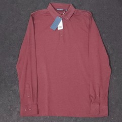 Cutter & Buck Performance Polo Shirt Mens Large Burgundy Long Sleeve DryTec Golf