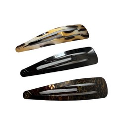 3 pcs Large Riviera Women Hair Clip Barrette Snap Style, BN
