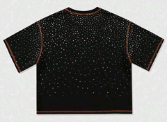 New Men Luxury Diamond Rhinestones Fashion Black T-Shirt High Quality