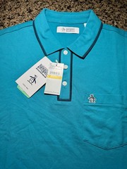 NWT Men’s ORIGINAL PENGUIN Turquoise Blue Short Sleeve Polo Shirt MEDIUM $79MSRP