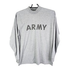 Mens Gray Army Physical Fitness Uniform Shirt Long Sleeve 100% Polyester Size XL