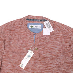 TALLWOODS Mens Supersoft Long Sleeve Henley Shirt Red Rust Size Large