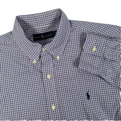 Mens Ralph Lauren Long Sleeve Button Down Shirt Size Large Blue Pink Check