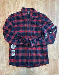 Forever 21 Men’s Red/Black Plaid Flannel Button-Up Patch Pockets Size S