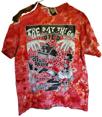 The Day The 60’s Died Unique Red Tie Dye Graphic Men’s HWT T Shirt Size L NWOT