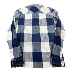 Allsaints Blue White Heavy Twill Cotton Metal Button Men’s Shirt Size Medium