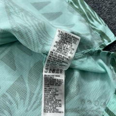Quiksilver Waterman Shirt Mens Medium Green Tapa Hawaiian Aloha Button Up Tribal