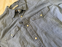 Magellan Outdoors Blue Solid Long Sleeve Chambray Pockets Classic Fit L