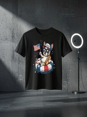 Unisex French Bulldog 4th of July Patriotic Merica American Flag Graphic T Shirt