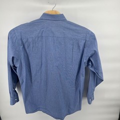 Enro Mens Blue 100% Combed Cotton Long Sleeve Button Down Shirt Size 17 34-35
