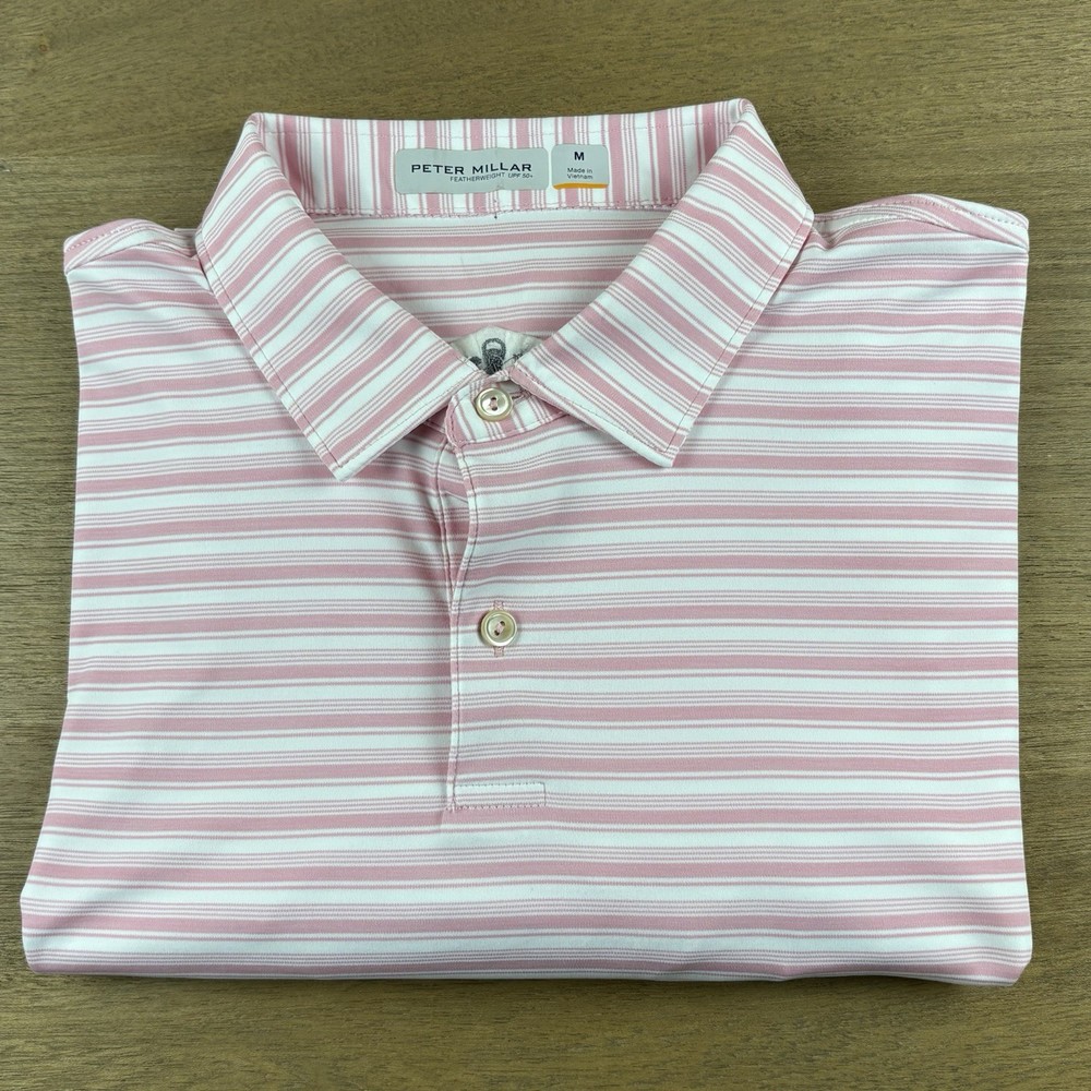 Peter Millar Featherweight Polo Shirt Men’s M Makers Mark Whiskey Golf UPF 50