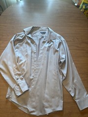 Geoffrey Beene Non-Iron Cotton Fitted Beige Solid Point Collar 17.5 34/35