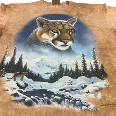 Vintage 90s Mountain Lion Brown Tie Dye XL Touch of Gold The Mountain Nature EUC
