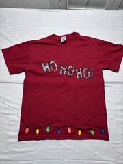 HO HO HO TShirt Tee Short-Sleeved Cotton CLOTHING HOLIDAY Jerzees Red Medium