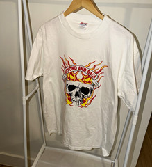 Hanes Comfort-T Men’s White Preshrunk Cotton Skull Graphic Tee Crew Neck Size L