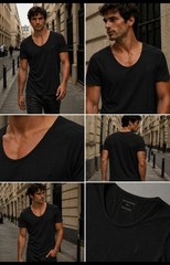 All Saints Men’s Black Scoop Tonic Neck T-Shirt. Various Sizes BNWT
