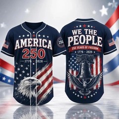 USA 250th Anniversary Baseball Jersey Patriotic Stars Stripes Fan Gift Men Size