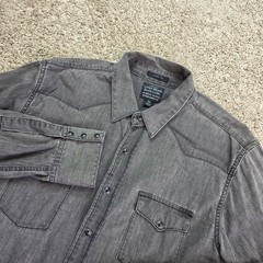 Lucky Brand Western Shirt Mens Medium Black Pearl Snap Front Outdoor Adult M