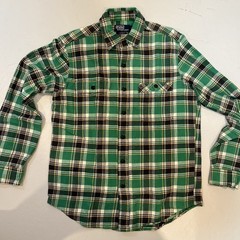 Polo Ralph Lauren Twill Button Up Shirt Mens M Green Plaid Chin Strap
