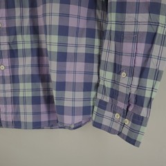 Brooks Brothers Dress Shirt Size M Medium Blue Purple Plaids Long Sleeve Logo