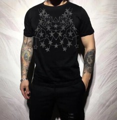 New Fashion Stars Rhinestone Summer Short Sleeve Luxury Men Trend T-Shirt